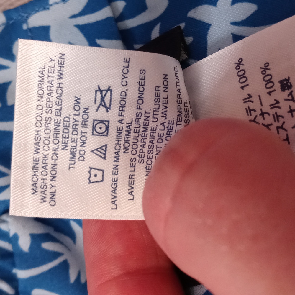 🌊Lands' End🌊 - Blue/White Palm Tree Swim Trunk - Picture 13 of 16